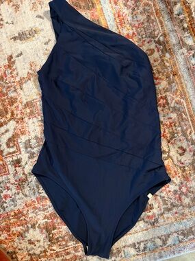 Summersalt Sidestroke One-Shoulder Navy Blue One-Piece Swimsuit